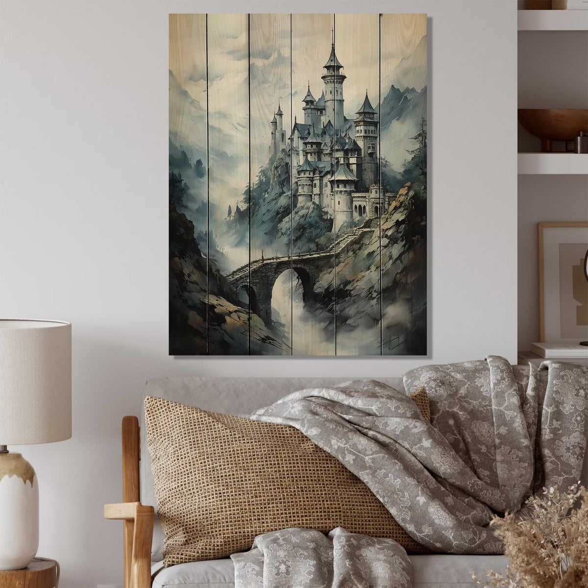 Natural Pine Wood Cityscapes Print T623716