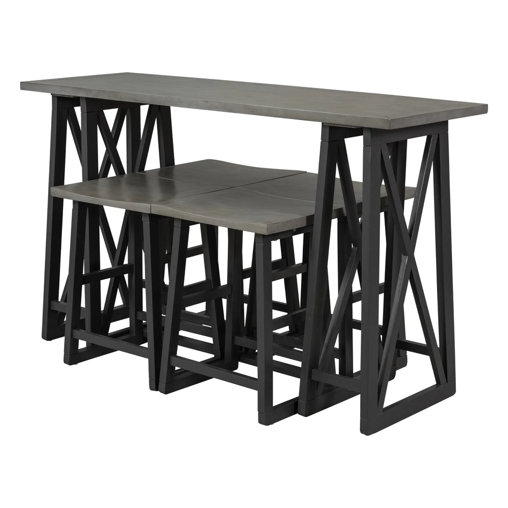 Counter Height 5-Piece Dining Set with Wood Console Table Grey N950