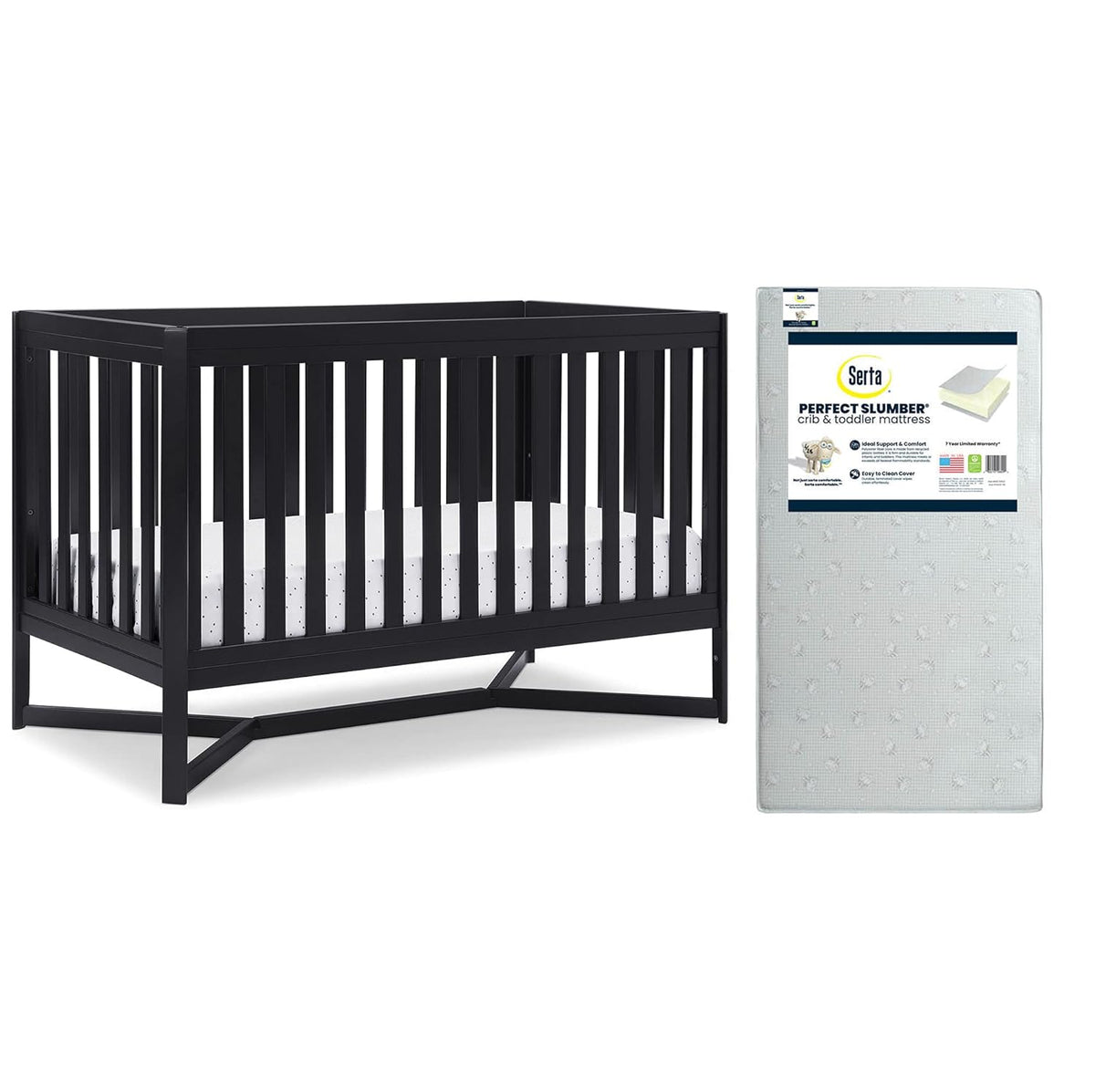 4-in-1 Convertible Crib and Dual Sided Crib & Toddler Mattress Z25490
