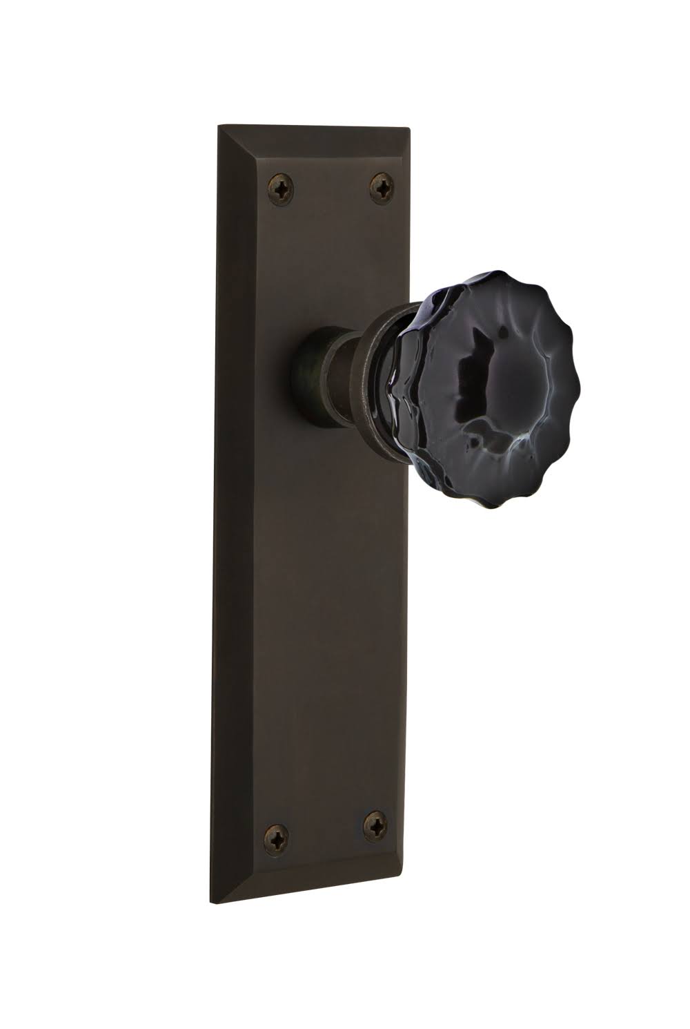Oil-Rubbed Bronze Crystal Black Glass Door Knob F163114