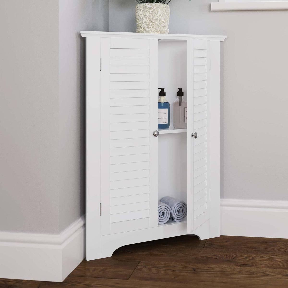 White 3-Shelf Corner Cabinet Z26666