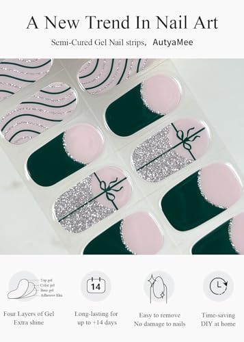 Semi Cured Gel Nail Strips French Snowflake 20 Pcs P855534