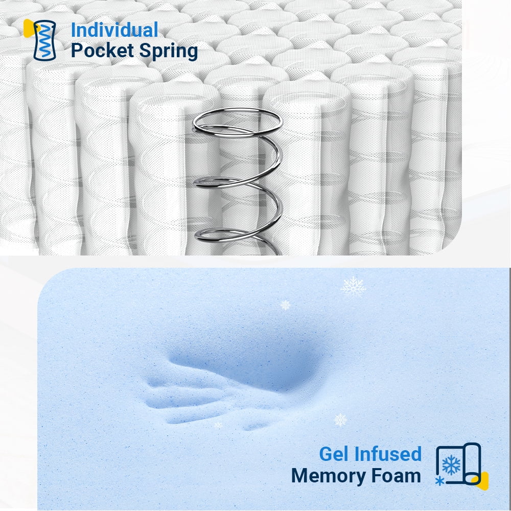 10 inch Gel Memory Foam Hybrid Mattress, Full Size Q6422
