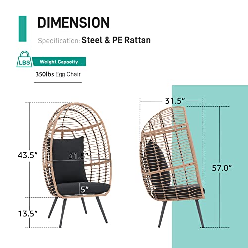Wicker Egg Chair with Legs Cushion 350 lbs Capacity S6502