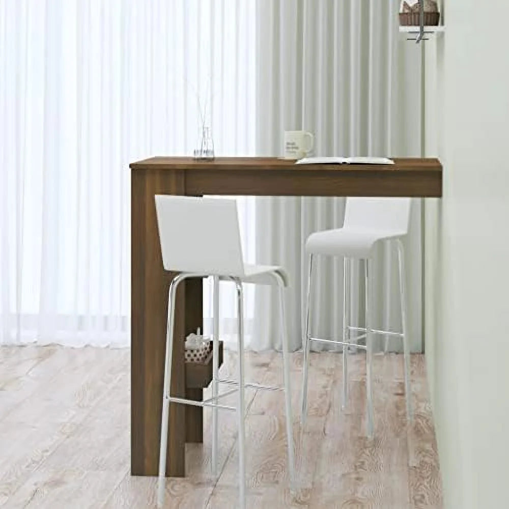 Black Engineered Wood Wall Table with Compartments U1926