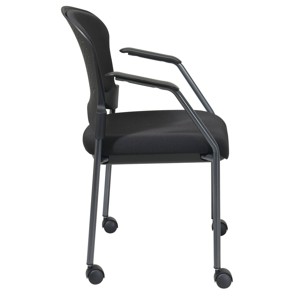 Titanium Finish Rolling Visitors Chair with Casters I664