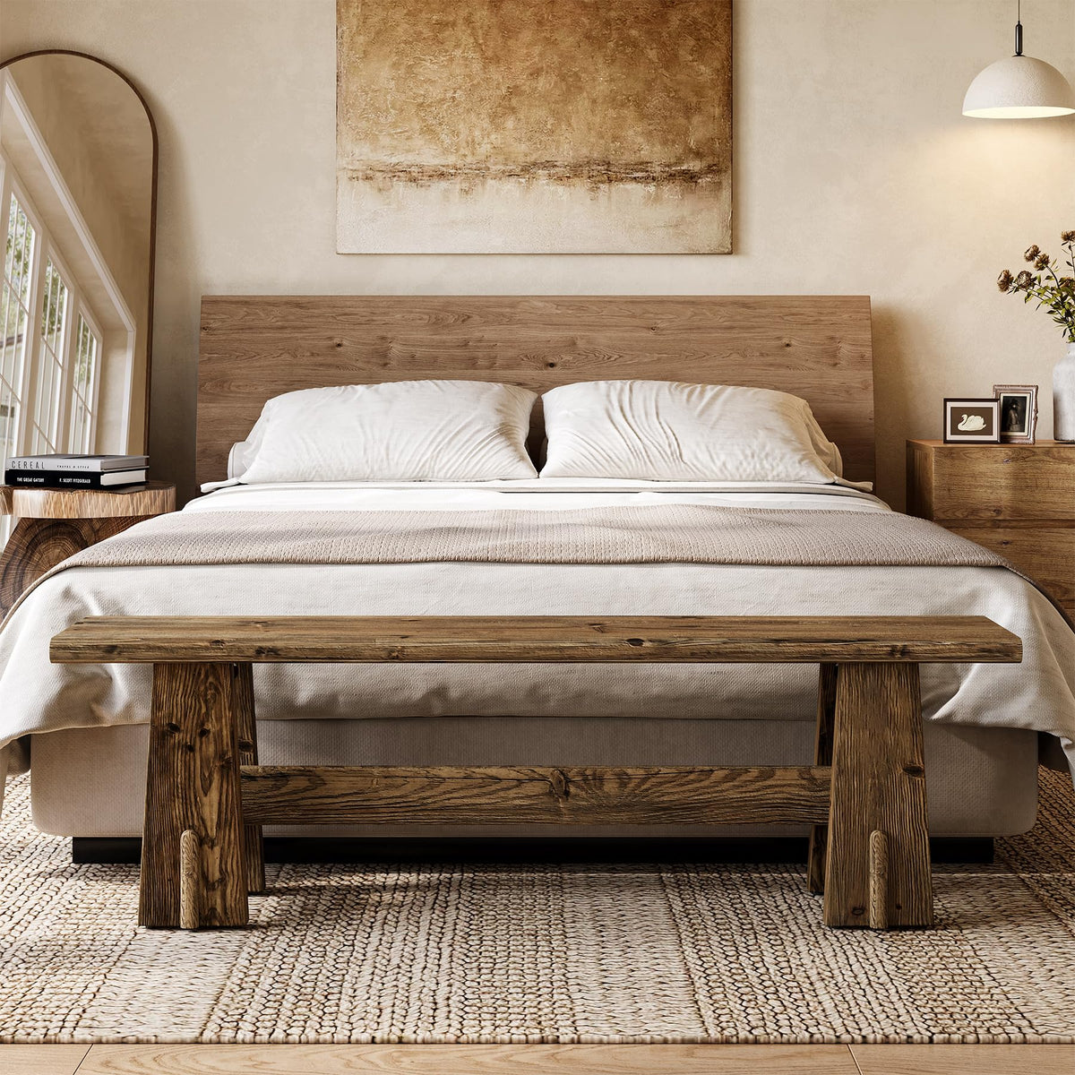59" Solid Wood Bench N39832