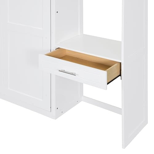 White Full Size Wall Murphy Bed with Built-in Desk & Shelves X812638