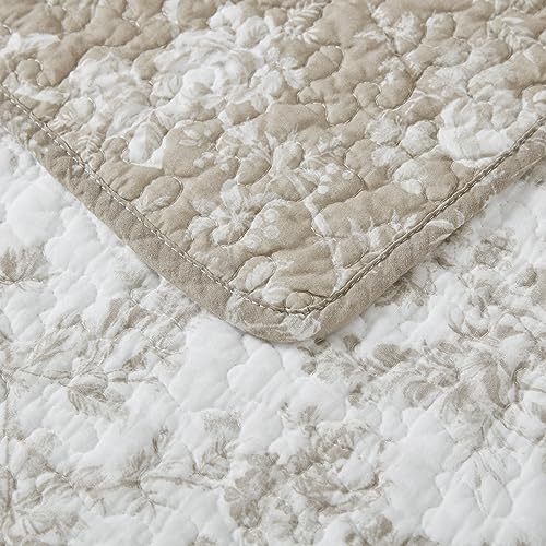Queen Quilt Set, Reversible Floral Cotton Bedding with Matching Shams V958048