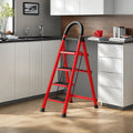 4 Step Folding Ladder with Handrails, Heavy Duty 800 lbs Step Stool U3517