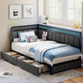 Twin Corner Bed Frame with Upholstered Guardrail Q7466