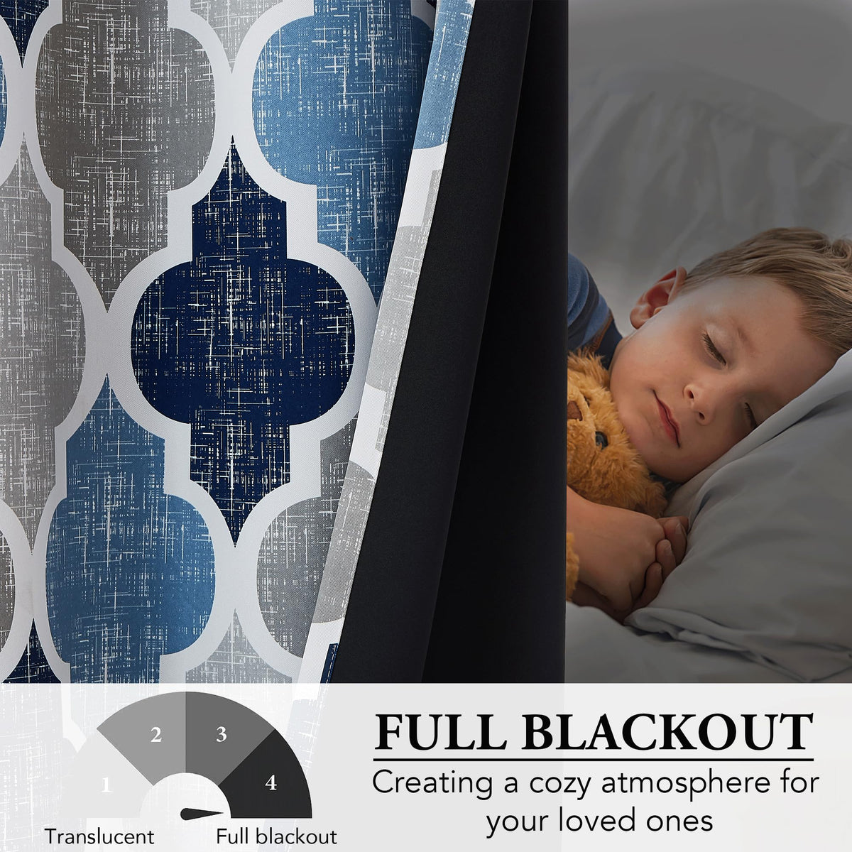 Blue Grey 100x84 Blackout Curtains X39922