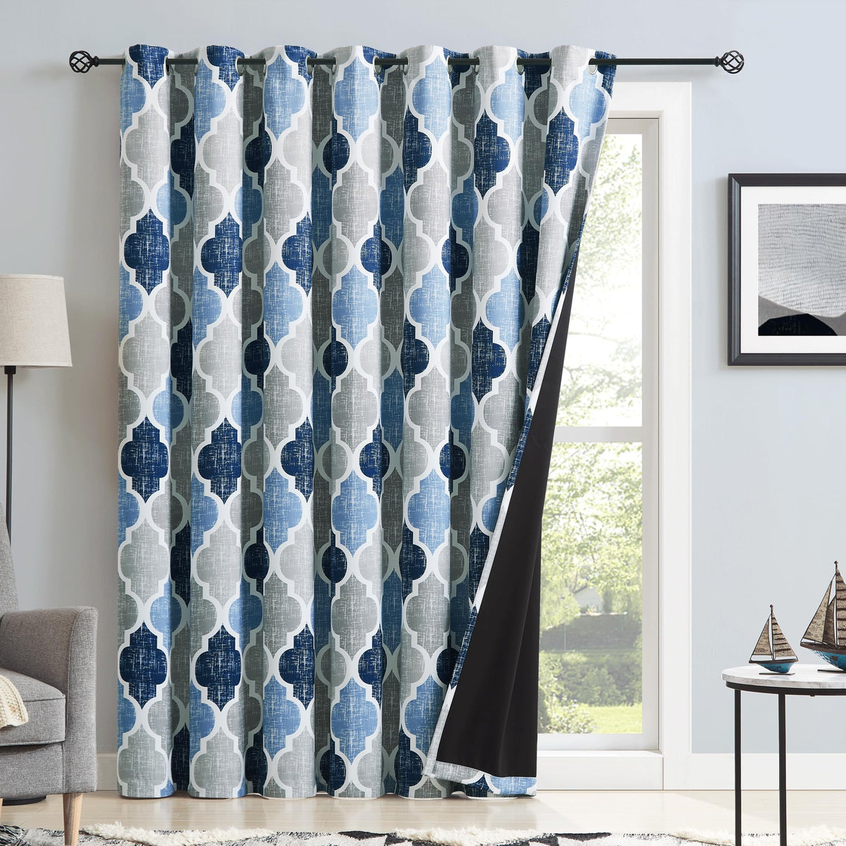 Blue Grey 100x84 Blackout Curtains X39922
