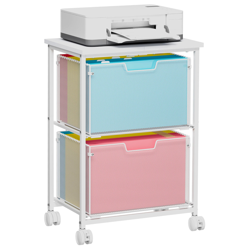 White 2 Drawer Rolling File Cabinet S404