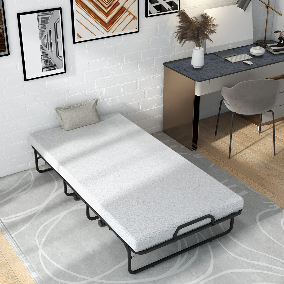 Folding Twin Size Portable Bed with 4” Memory Foam Mattress R27998