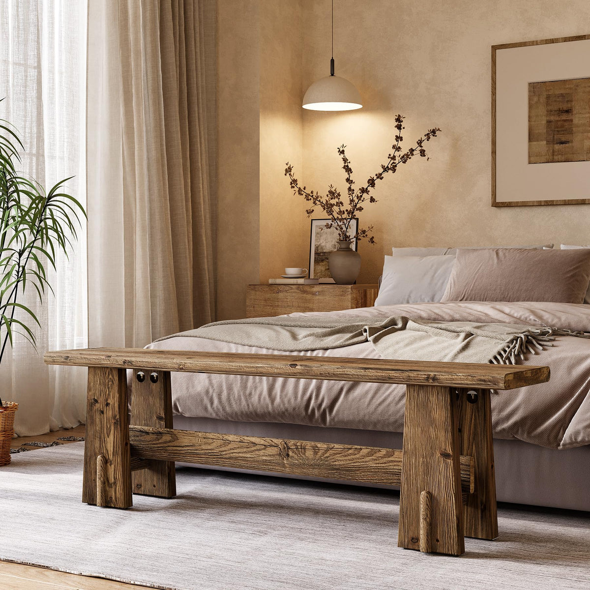 59" Solid Wood Bench N39832