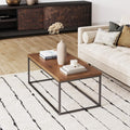 Walnut Acacia Veneer and Metal Rectangle Coffee Table Y4394