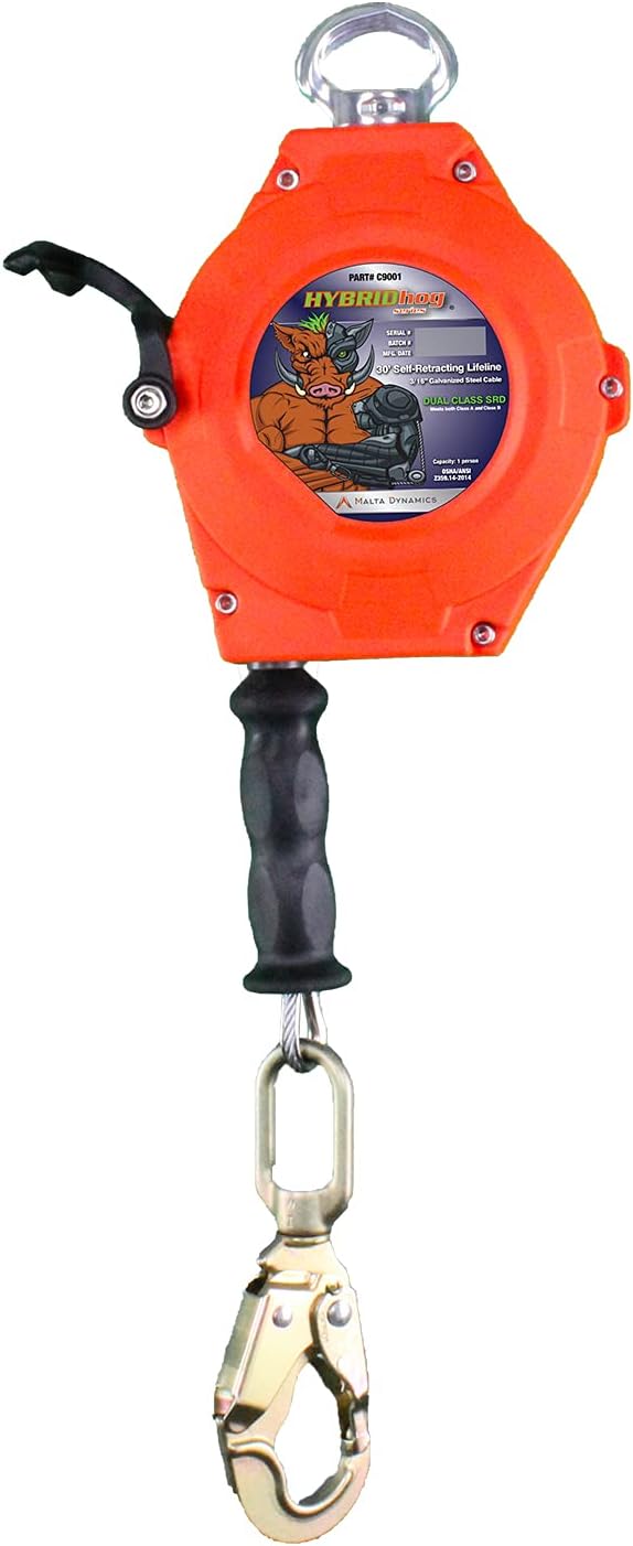 Self Retracting Lifeline 20' Class A & B Cable Fall Protection Safety Lanyard O49677