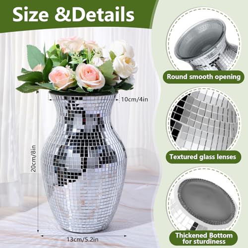 2 Pcs 8 Inch Mosaic Glass Vase Navy Blue B131248