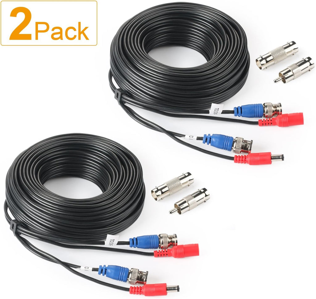 2Pack 50Feet BNC Video Power Cable for CCTV Security System with Connectors R555471