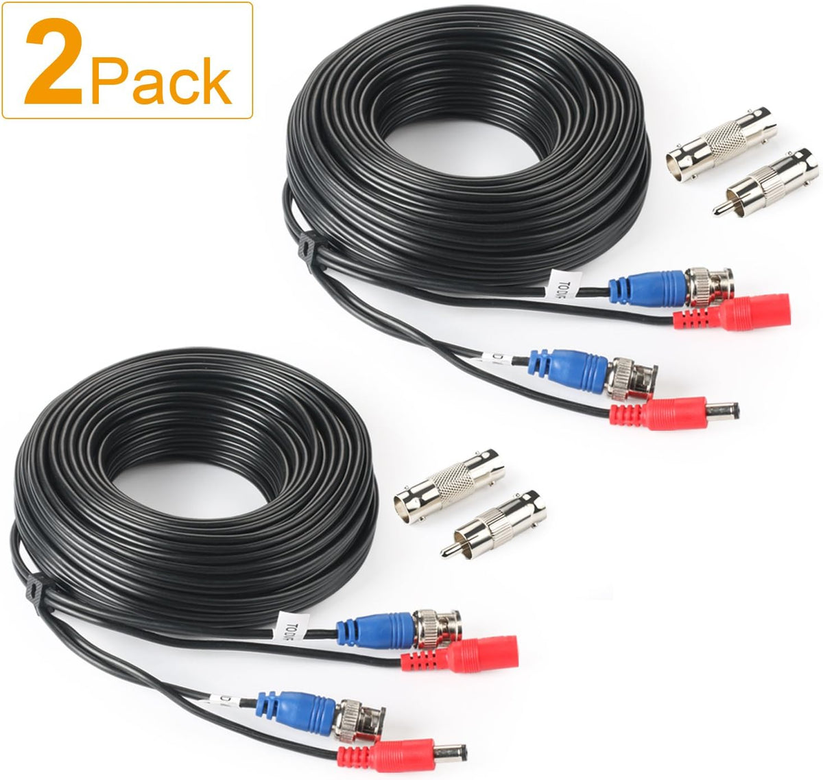 2Pack 50Feet BNC Video Power Cable for CCTV Security System with Connectors R555471