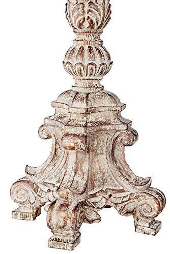 Crystal Antique White Candlestick Table Lamp with Beige Bell Shade H819787