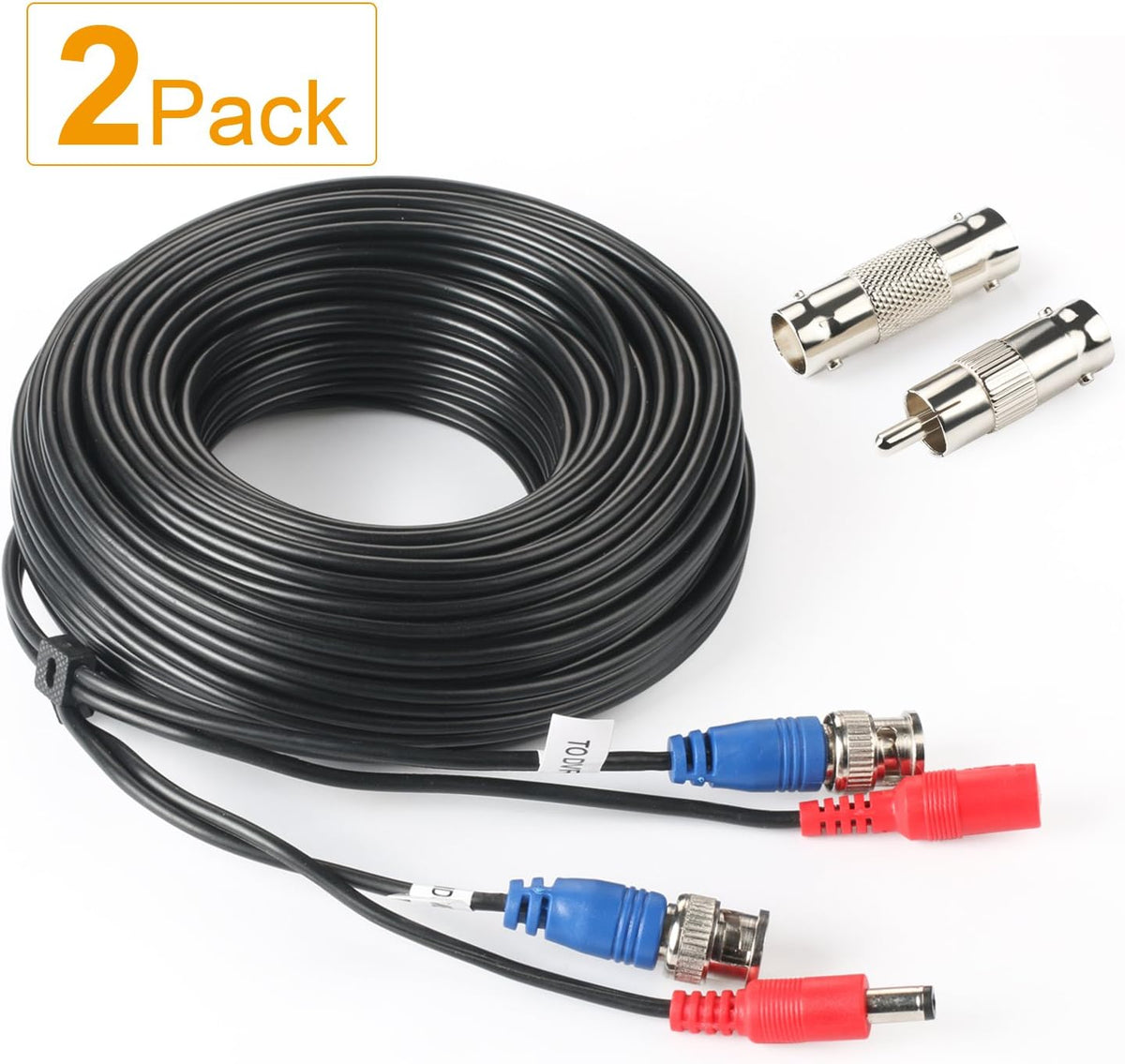 2Pack 50Feet BNC Video Power Cable for CCTV Security System with Connectors R555471