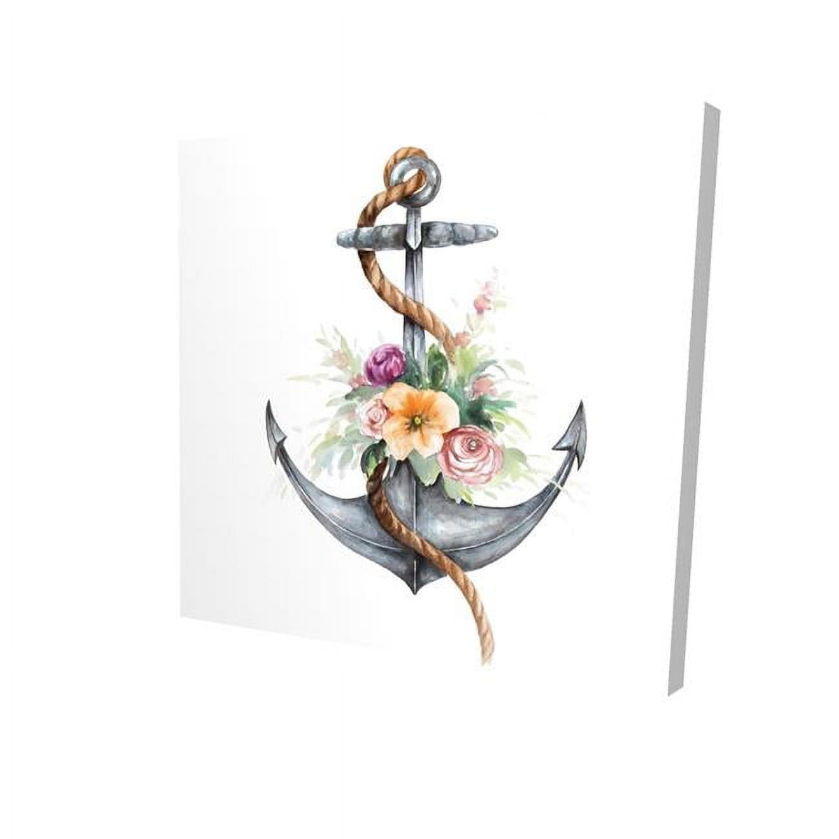 Boat Anchor with Flowers-Print on Canvas A47111
