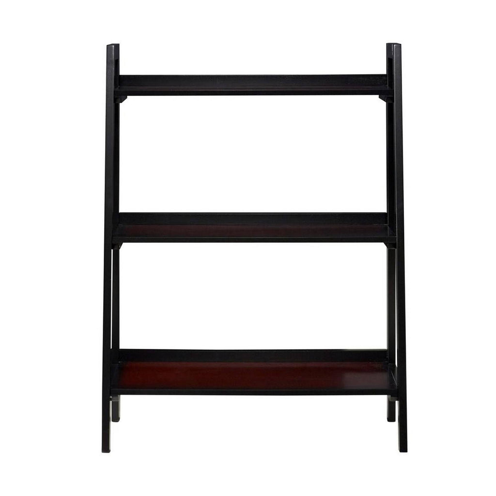 Brown and Black 3 Tier Wooden Bookcase with Metal Frame O543