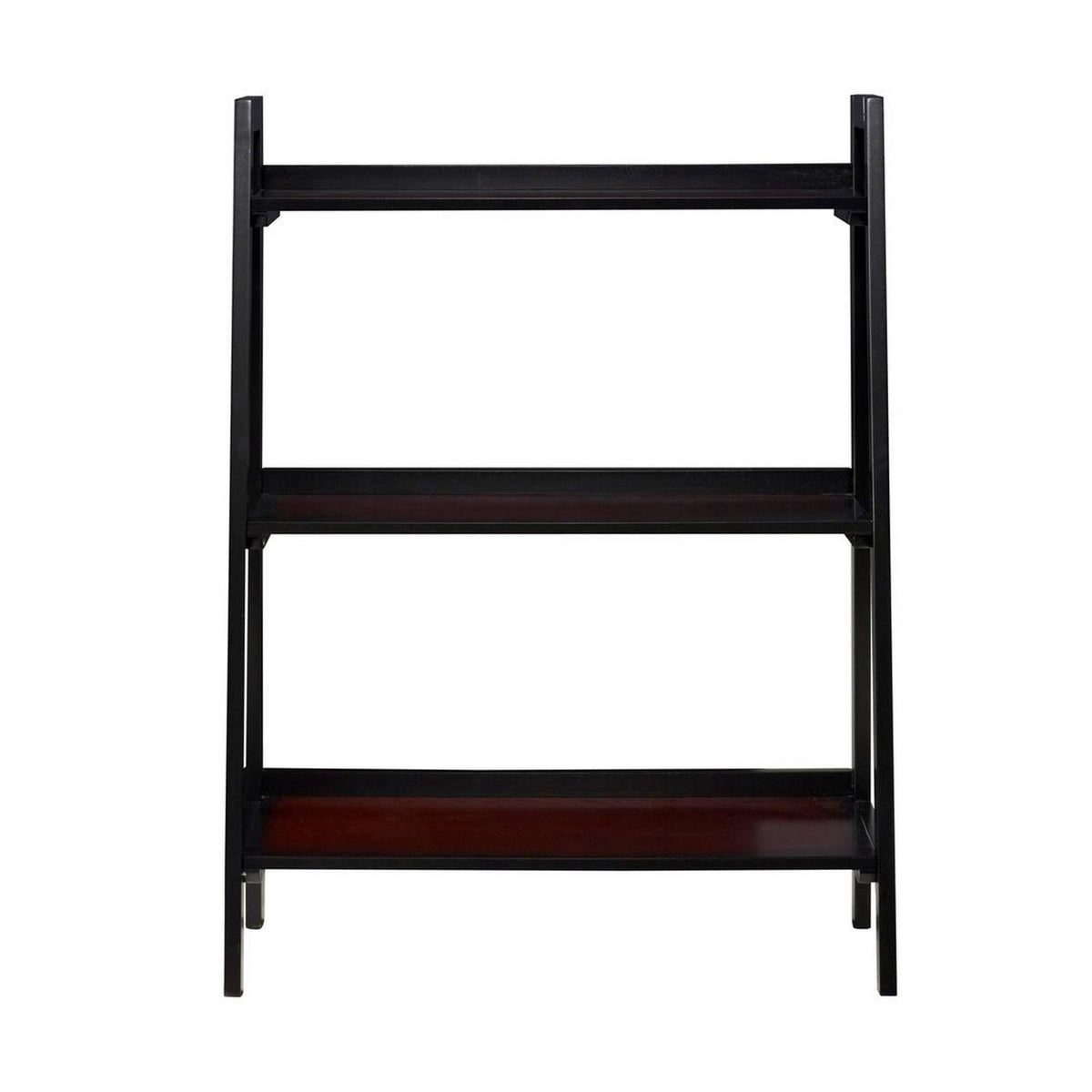 Brown and Black 3 Tier Wooden Bookcase with Metal Frame O543