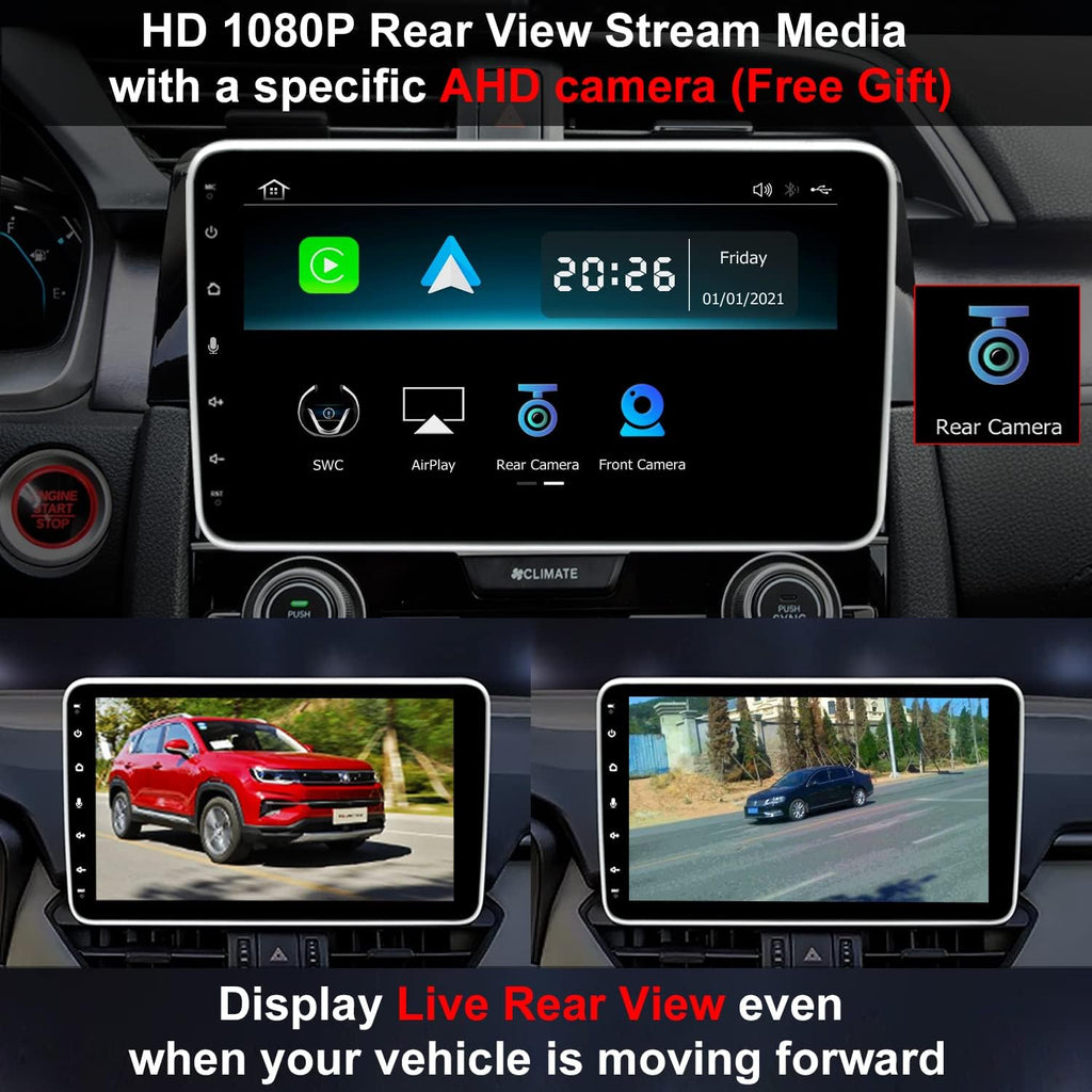 10.1 Inch Single Din Car Radio with Wireless CarPlay Backup Camera Touchscreen Head Unit C3543