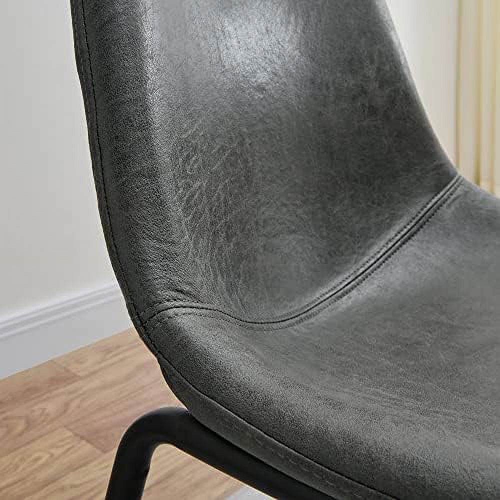 Faux Leather Dining Chairs Set of 2 with Backrest and Metal Legs G77944