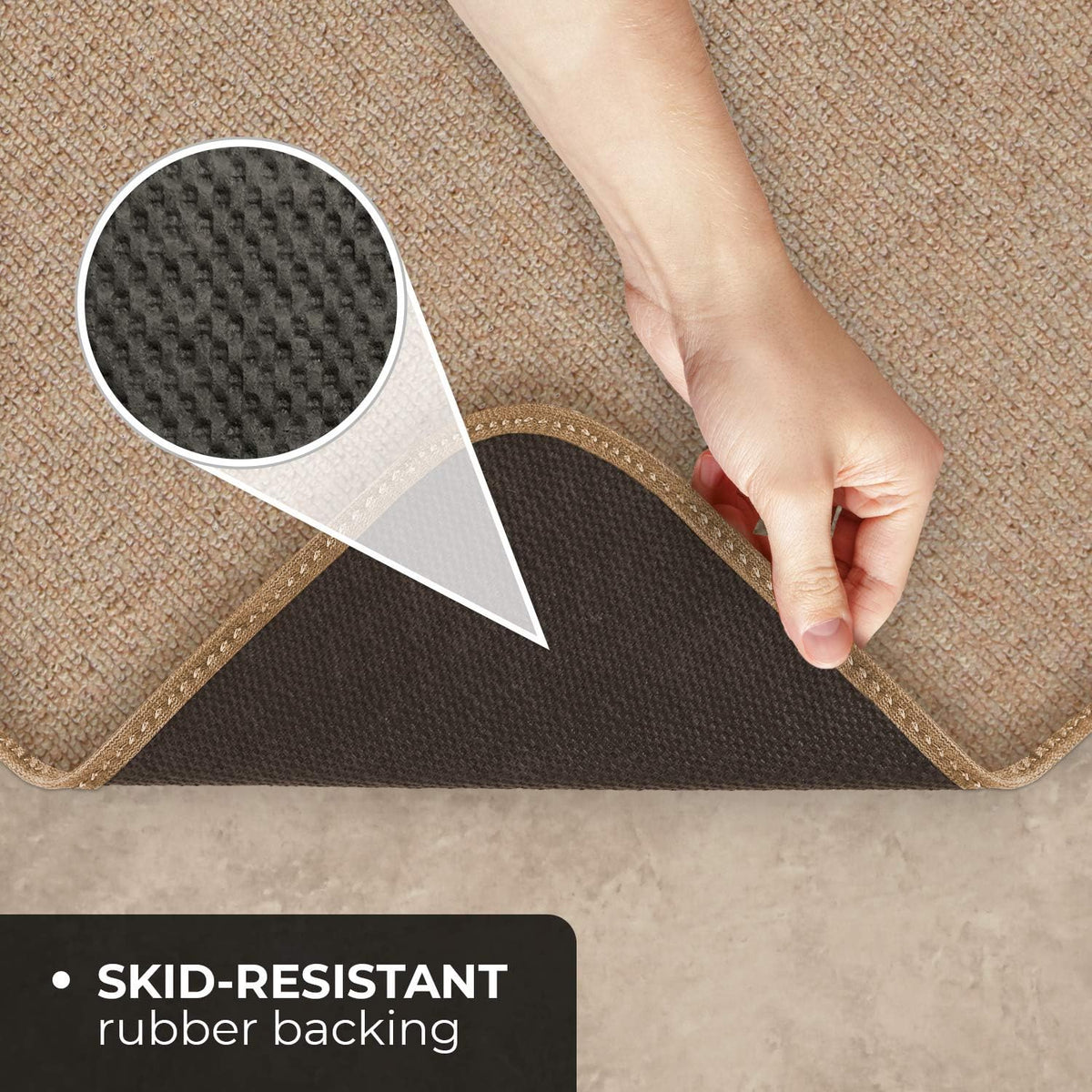 Pebble Beige 6 Feet X 36 Inches Skid-Resistant Carpet Runner V7441