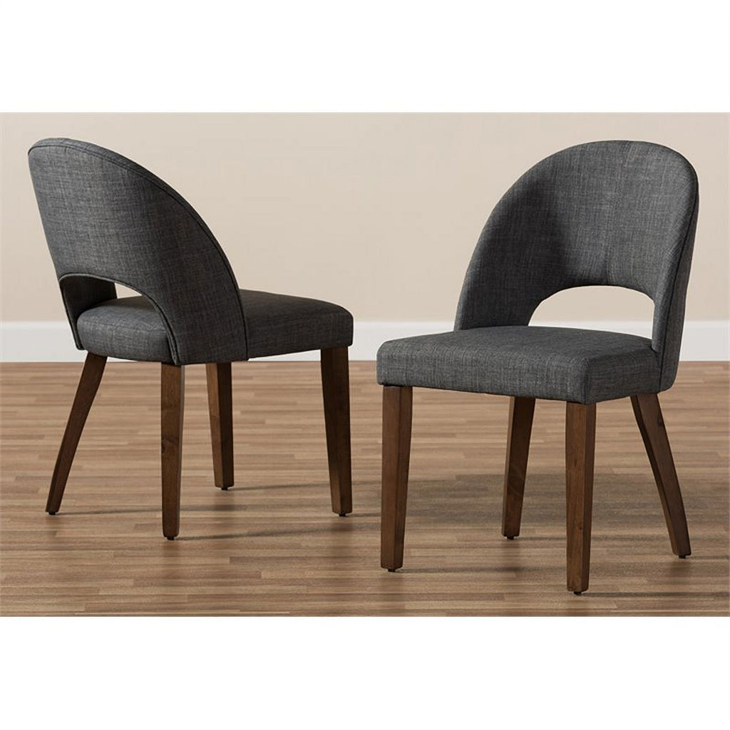18.5" Mid-Century Fabric Dining Side Chair in Dark Gray (Set of 2) K544