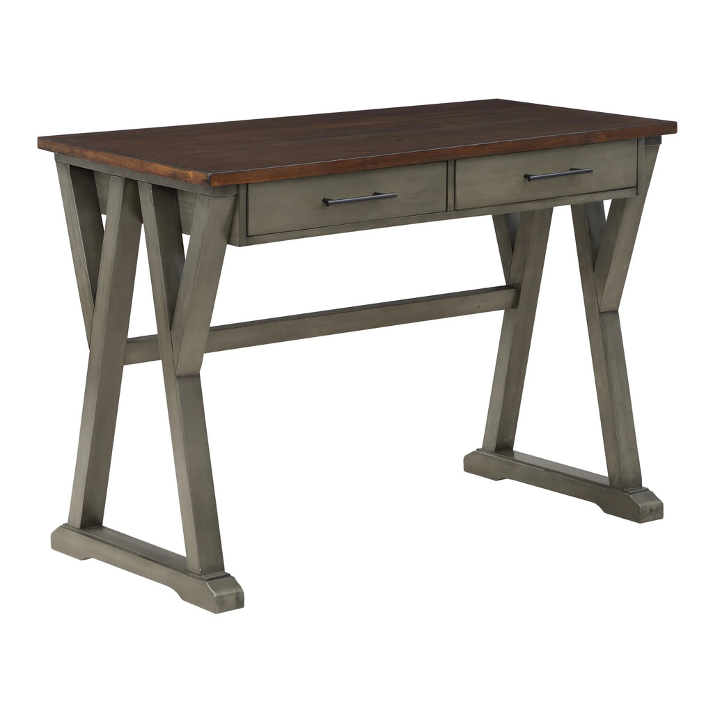 Slate Gray Engineered Wood Writing Desk with Drawers G98134