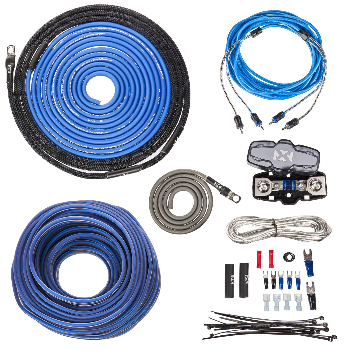 8-Gauge Amplifier Installation Kit with RCA Interconnect and Speaker Cable U9477