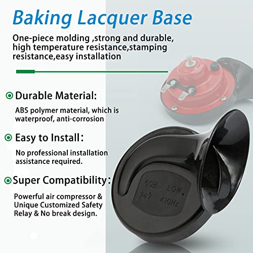 1Pair 12V Waterproof Electric Snail Horn (Black) M7443