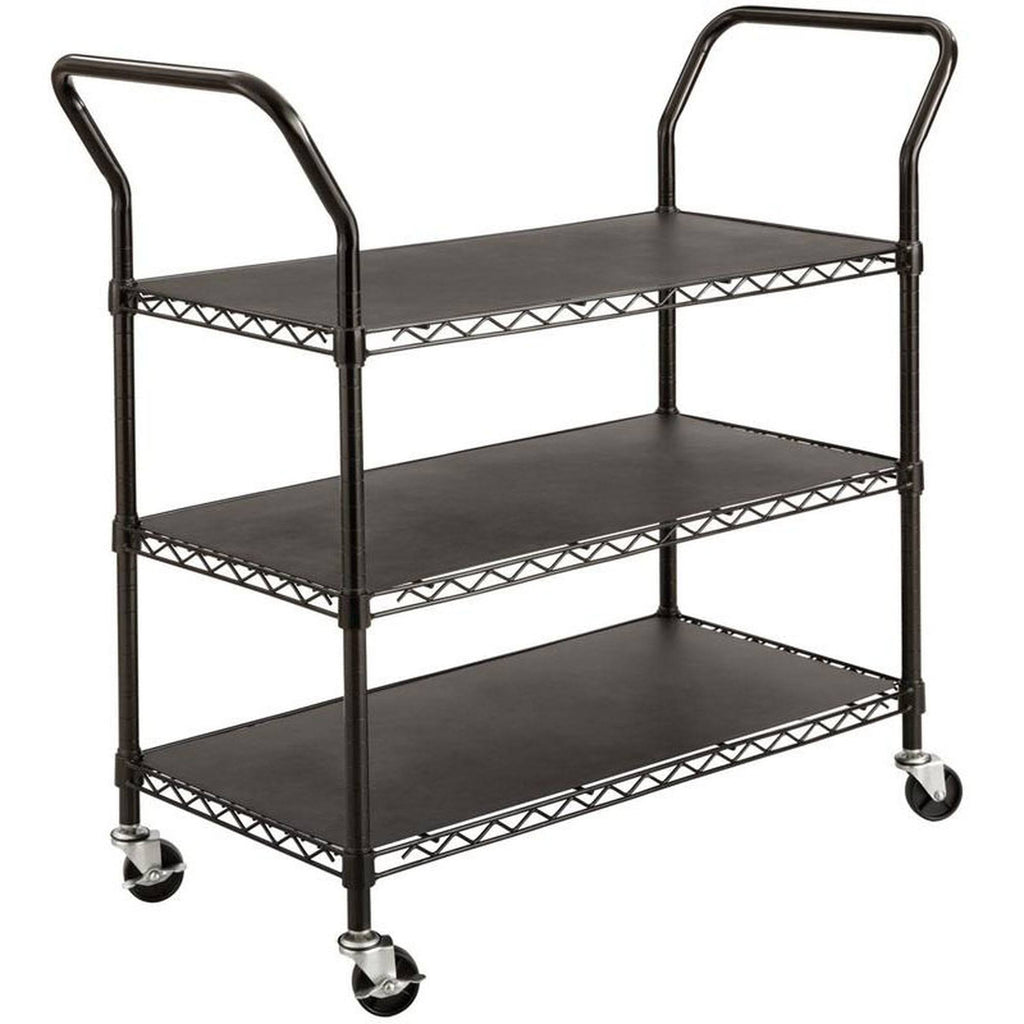Black 3 Shelf Steel Wire Utility Cart D5847