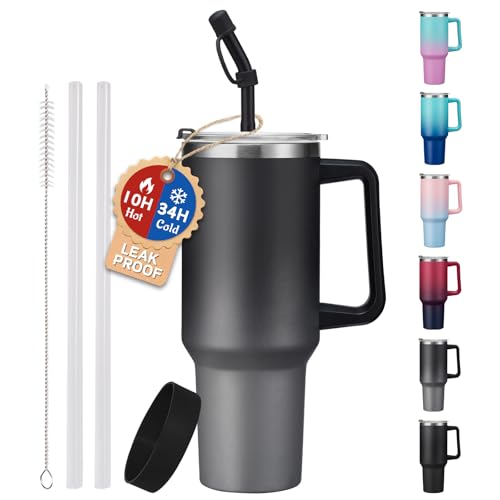 40 oz Vacuum Insulated Stainless Steel Tumbler with Handle and Straw Lid Y820530