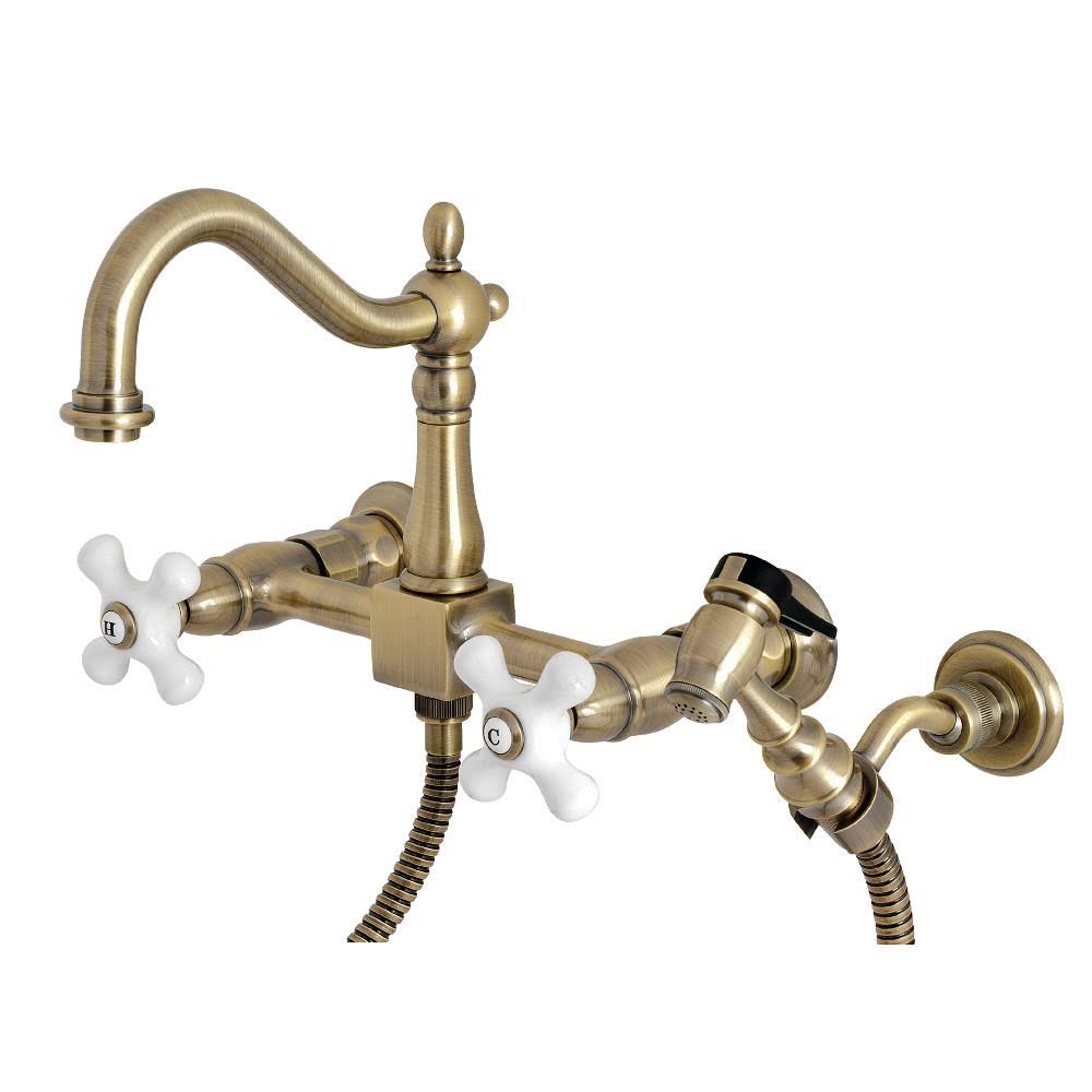 Oil Rubbed Bronze Wall Mount Kitchen Faucet with Brass Sprayer R737129