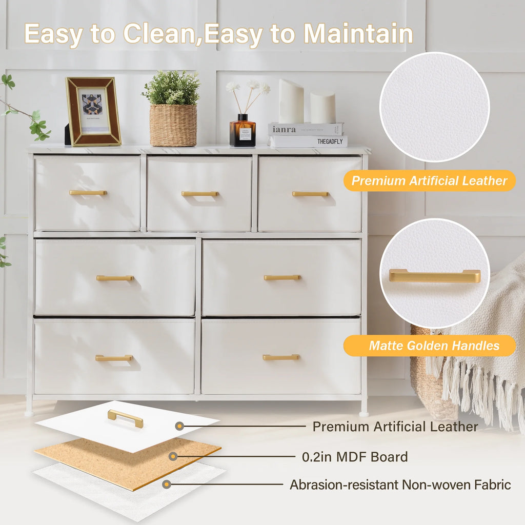 White 7 Drawer Dresser J704