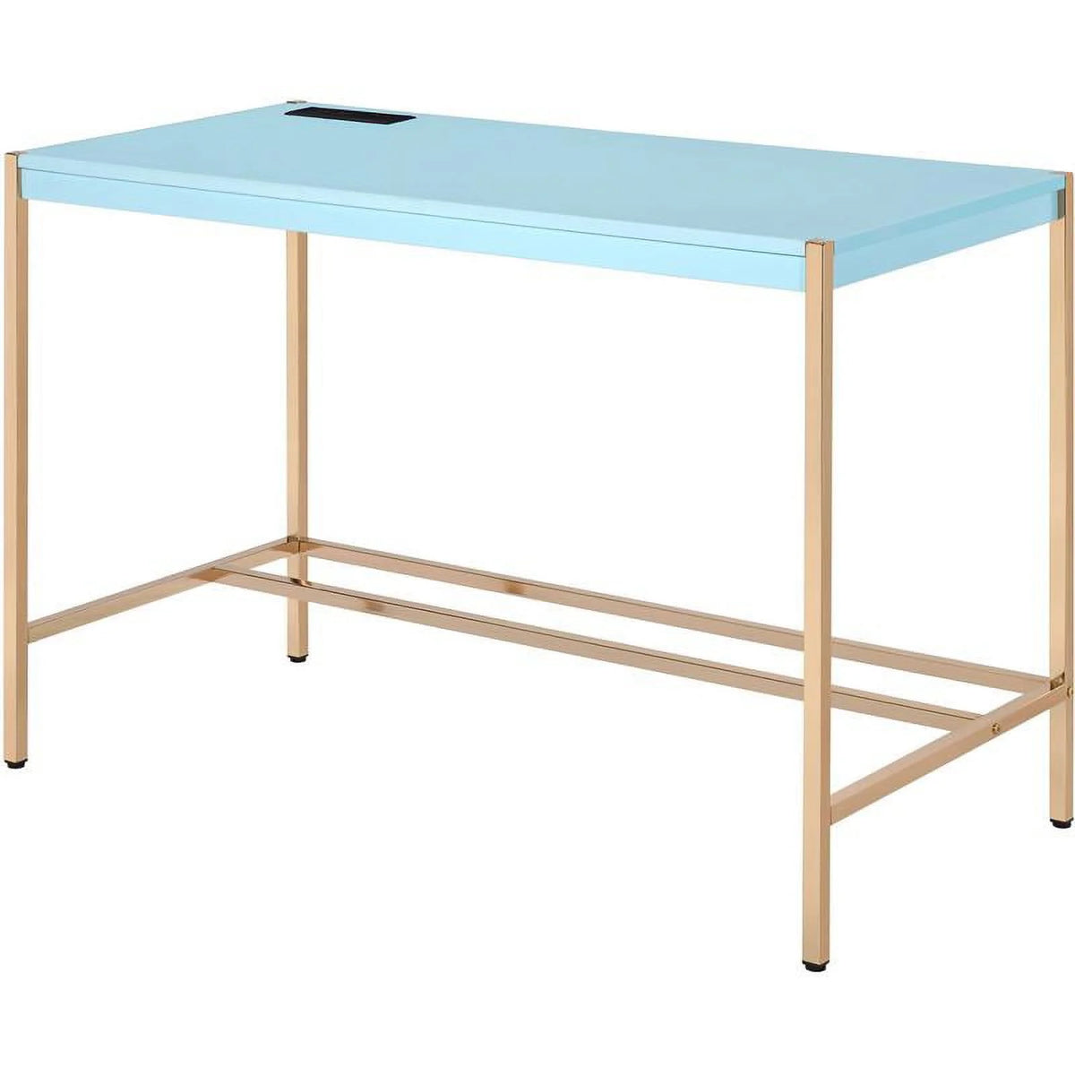 Contemporary Writing Desk in Baby Blue & Gold Finish M16433