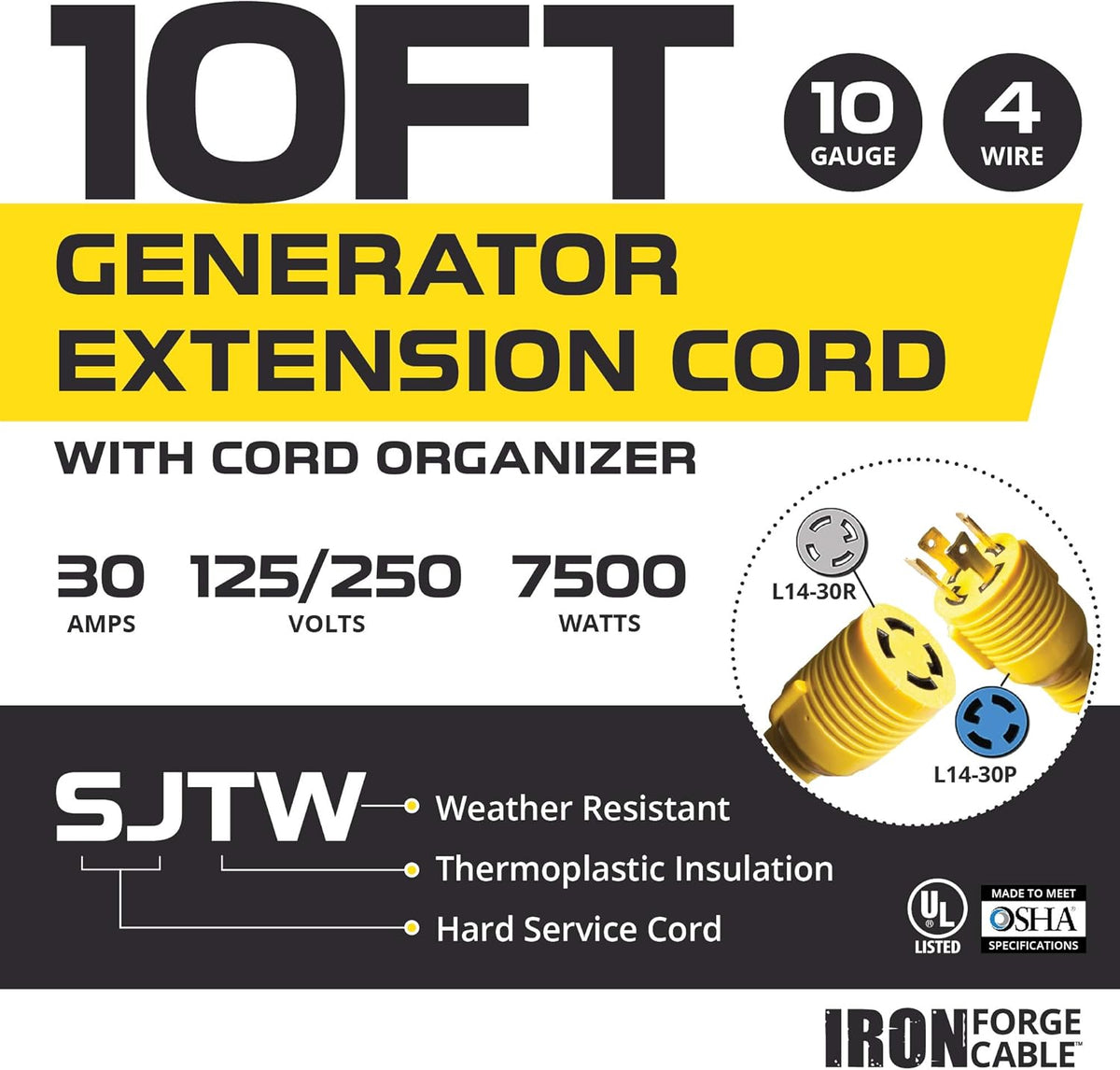 40 Ft 10/4 SJTW Generator Power Cable Q234775
