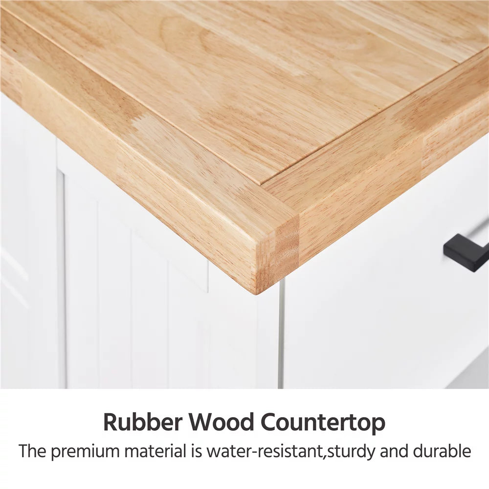 White Wooden Kitchen Island Storage Cabinet with Drawer R780657