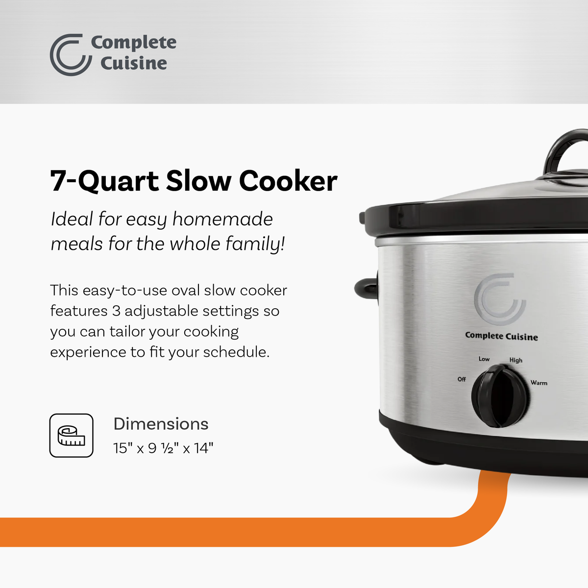 7-Quart Oval Stainless-Steel Slow Cooker G95643