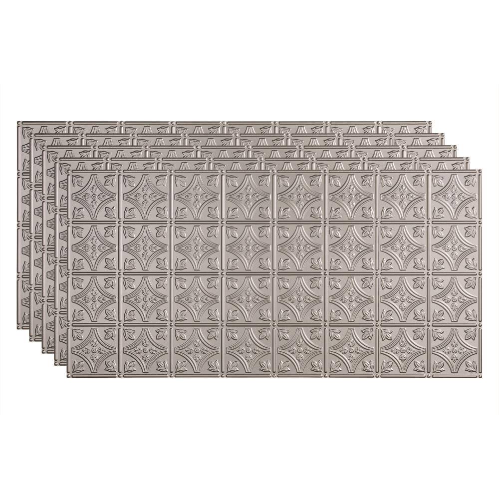 Argent Silver Decorative Vinyl Glue Up Ceiling Tile 5 Pack V27117