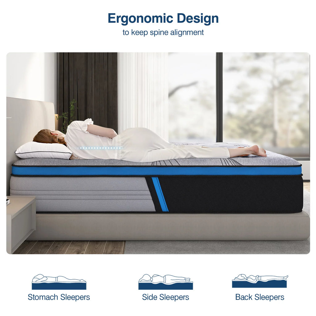 10 inch Gel Memory Foam Hybrid Mattress, Full Size Q6422