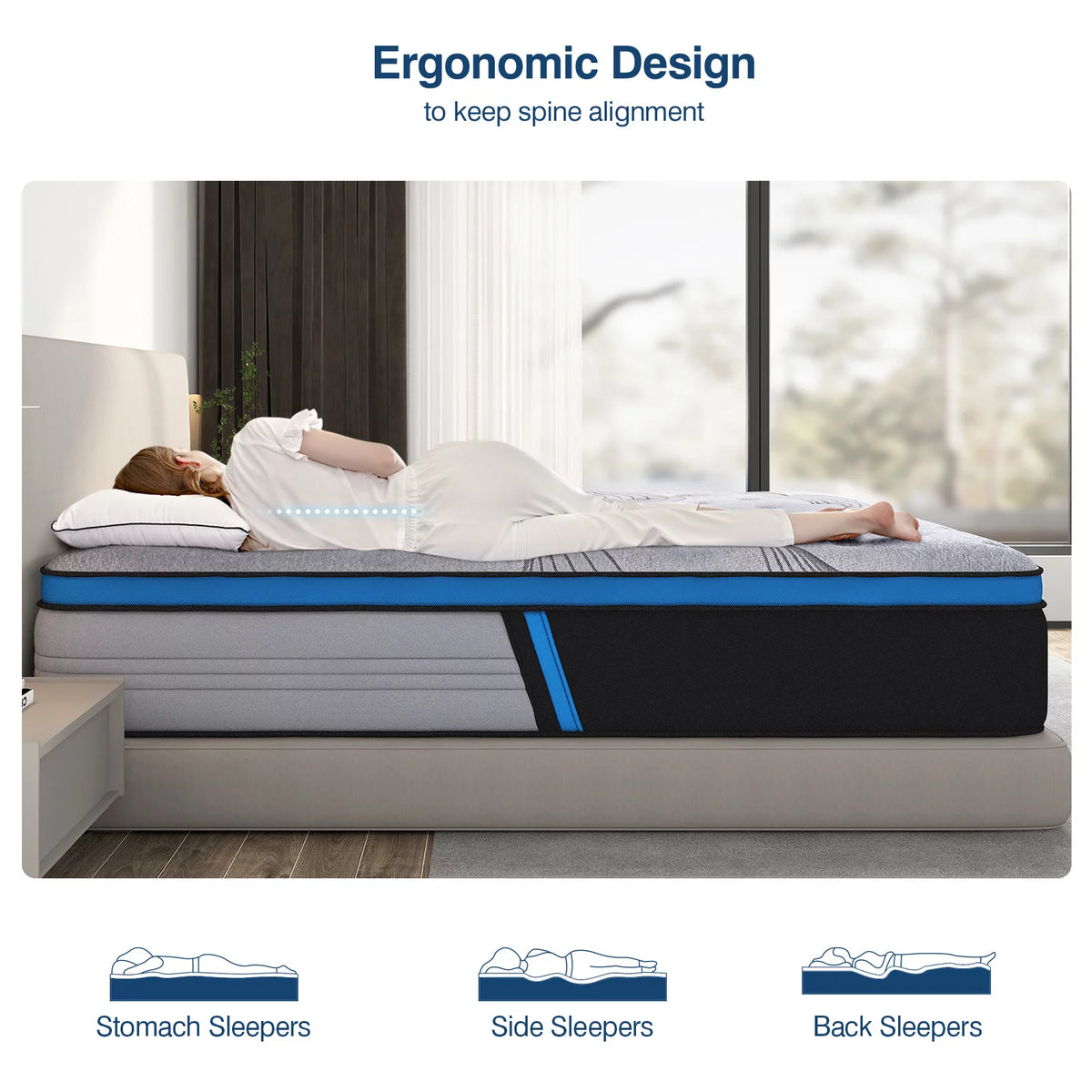 10 inch Gel Memory Foam Hybrid Mattress, Full Size Q6422