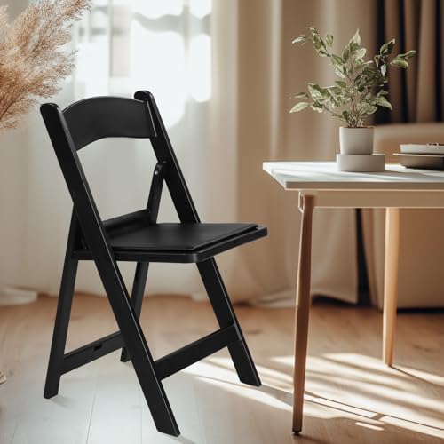 Black Resin Stackable Folding Chair with Padded Seats D52946