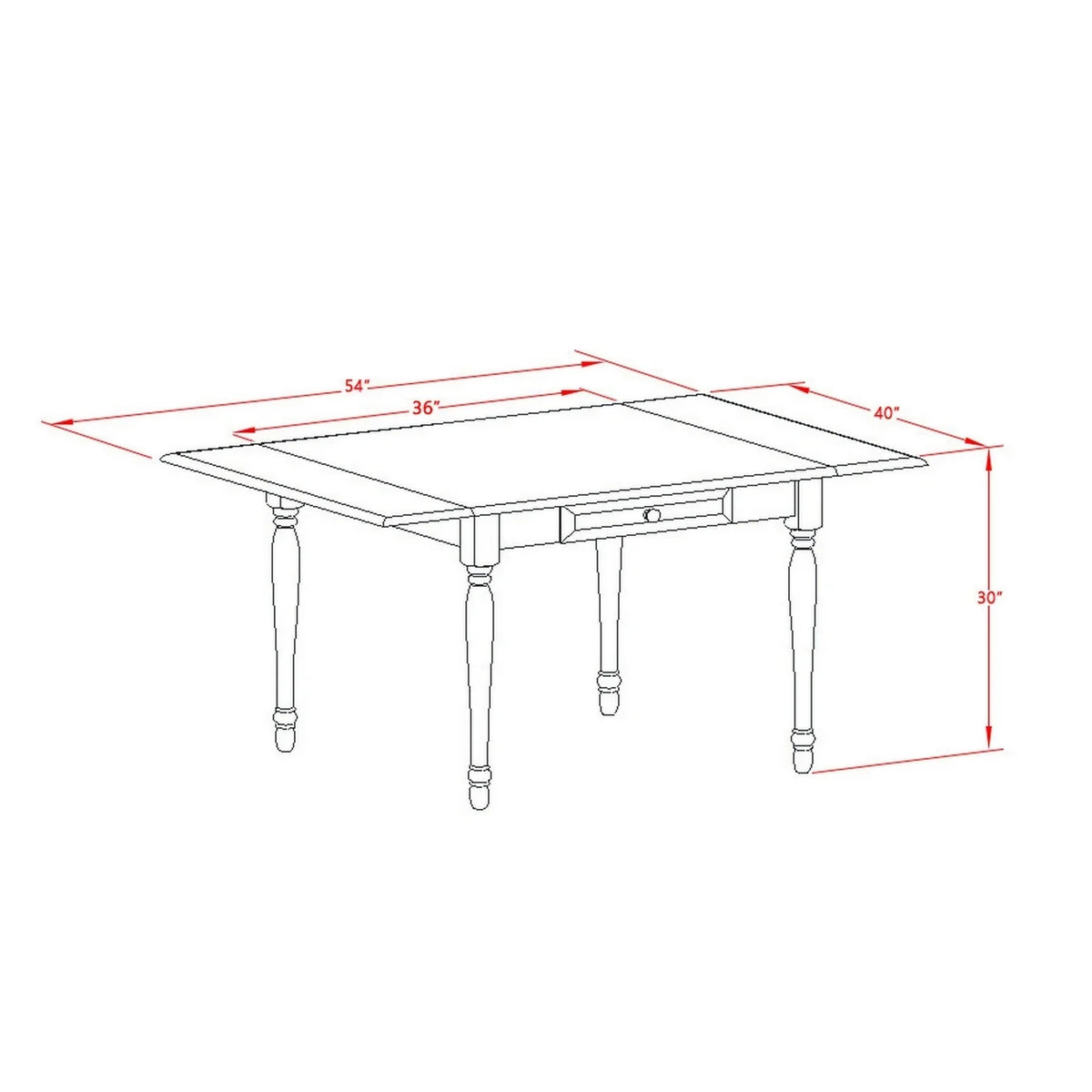 3 Pieces Drop Leaf Real Wood Dining Table Set F39016